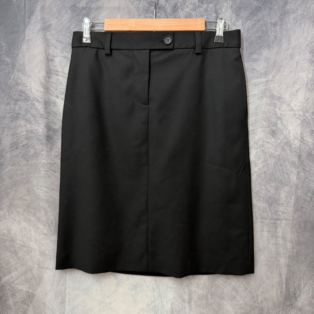 Crew Black Italian Wool Pencil Skirt Size 4 Lined Office Quiet Luxury